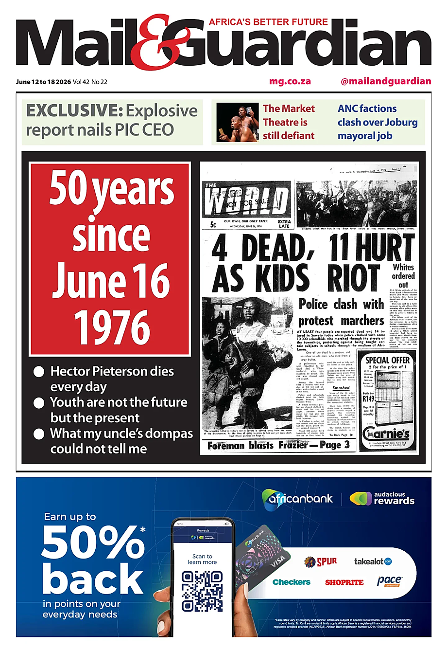 Portada Mail & Guardian de hoy - Quiosco 12 junio 2026