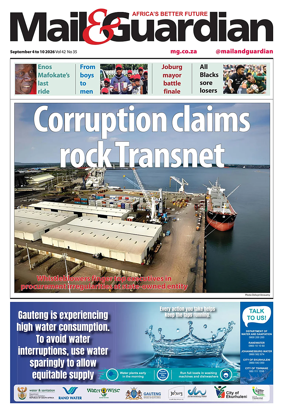 Prima pagina Mail & Guardian di oggi - Edicola 4 Settembre 2026
