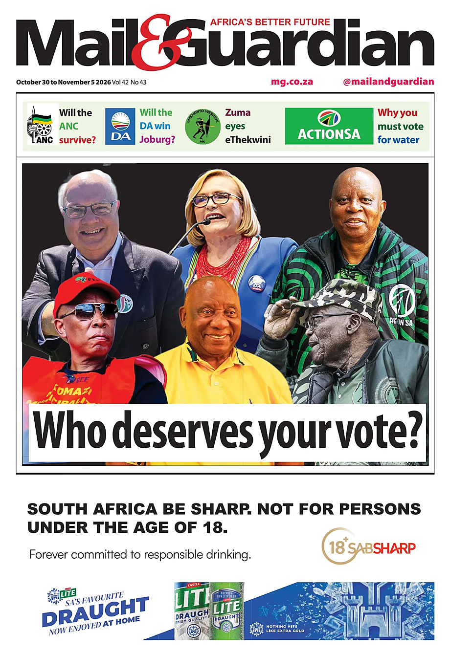 Portada Mail & Guardian de hoy - Quiosco 30 octubre 2026