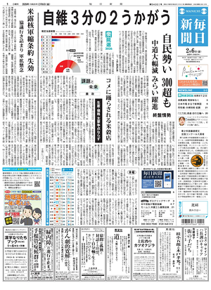 Prima pagina Mainichi Shimbun di oggi - Quotidiano estero