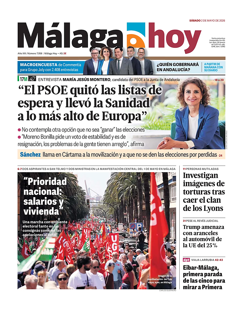 Portada Málaga Hoy de hoy - Quiosco 2 mayo 2026