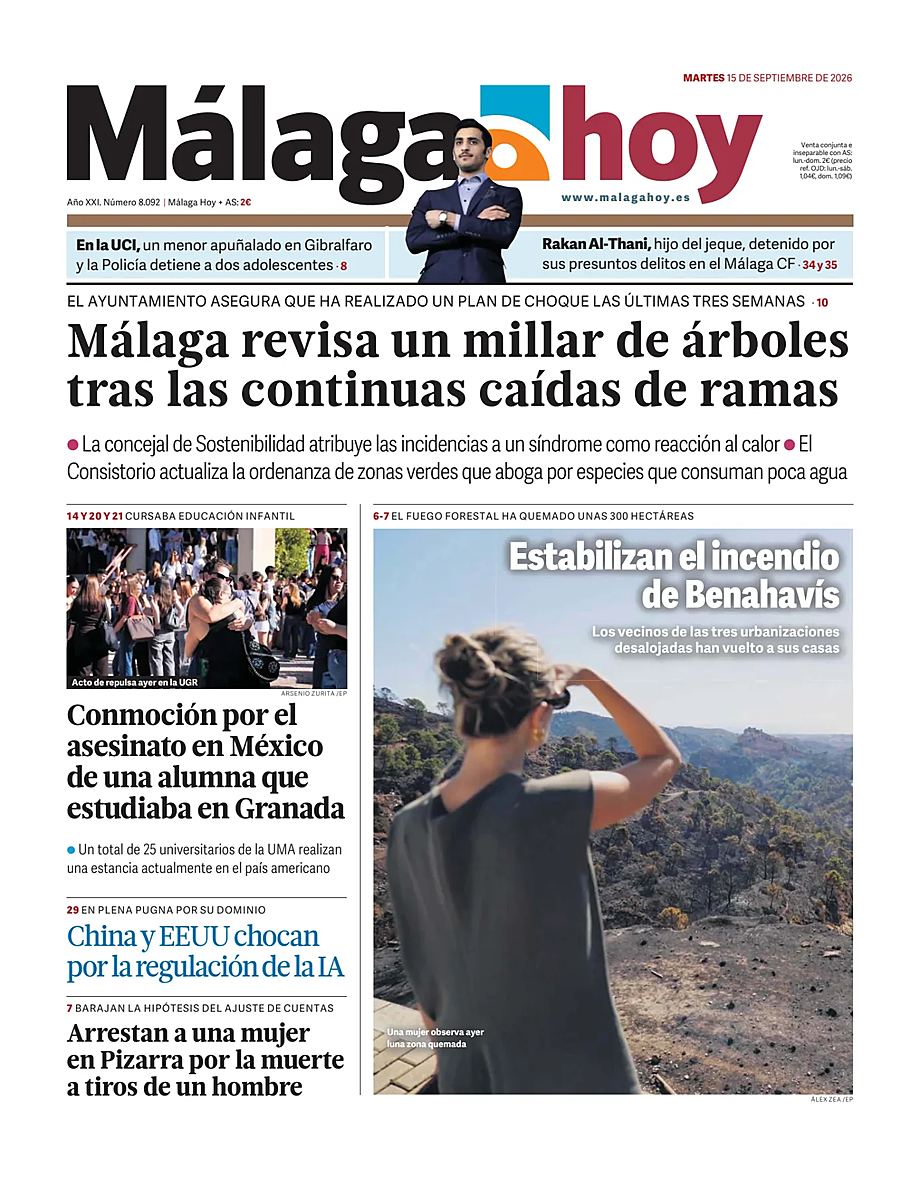 Portada Málaga Hoy de hoy - Quiosco 15 septiembre 2026