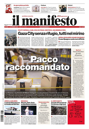 Prima pagina Il Manifesto di oggi - Quotidiano nazionale