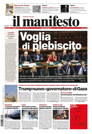 Prima pagina Il Manifesto di oggi - Quotidiano nazionale