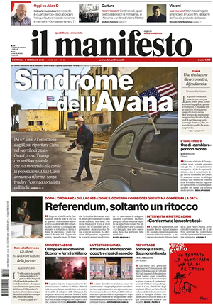 Prima pagina Il Manifesto di oggi - Quotidiano nazionale