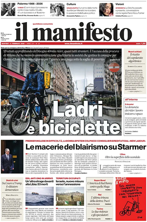 Prima pagina Il Manifesto di oggi - Quotidiano nazionale