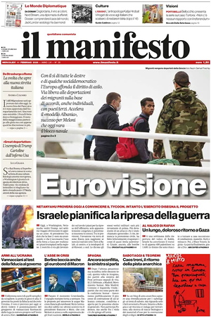 Prima pagina Il Manifesto di oggi - Quotidiano nazionale