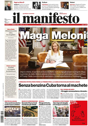 Prima pagina Il Manifesto di oggi - Quotidiano nazionale