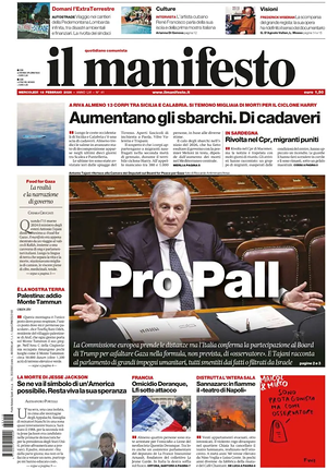 Prima pagina Il Manifesto di oggi - Quotidiano nazionale