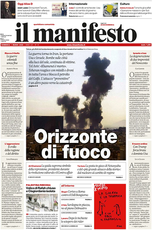 Prima pagina Il Manifesto di oggi - Quotidiano nazionale