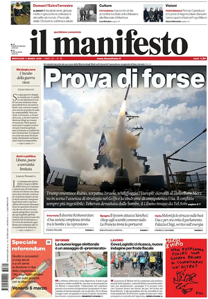 Prima pagina Il Manifesto di oggi - Quotidiano nazionale