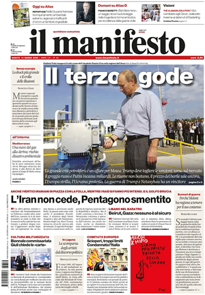Prima pagina Il Manifesto di oggi - Quotidiano nazionale