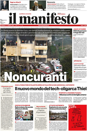 Prima pagina Il Manifesto di oggi - Quotidiano nazionale