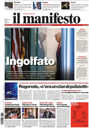 Prima pagina Il Manifesto di oggi - Quotidiano nazionale