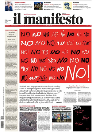 Prima pagina Il Manifesto di oggi - Quotidiano nazionale