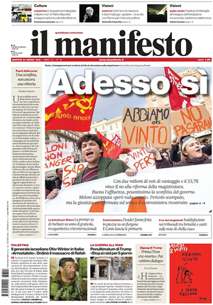 Prima pagina Il Manifesto di oggi - Quotidiano nazionale