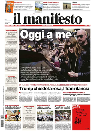 Prima pagina Il Manifesto di oggi - Quotidiano nazionale