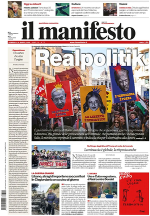 Prima pagina Il Manifesto di oggi - Quotidiano nazionale