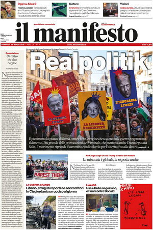 Prima pagina Il Manifesto di oggi - Quotidiano nazionale