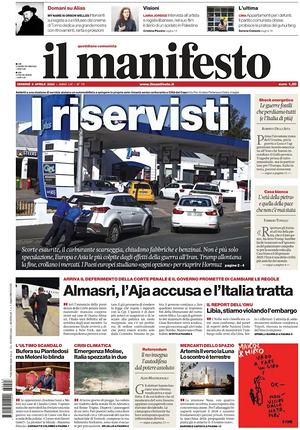 Prima pagina Il Manifesto di oggi - Quotidiano nazionale