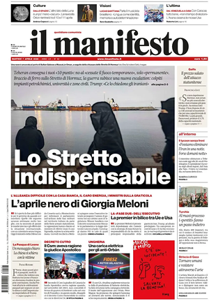 Prima pagina Il Manifesto di oggi - Quotidiano nazionale