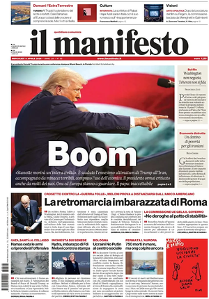 Prima pagina Il Manifesto di oggi - Quotidiano nazionale
