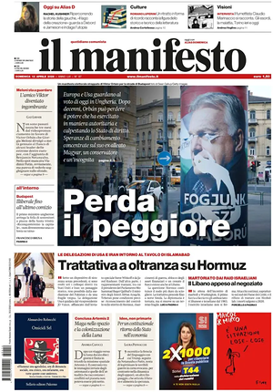 Prima pagina Il Manifesto di oggi - Quotidiano nazionale