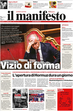 Prima pagina Il Manifesto di oggi - Quotidiano nazionale