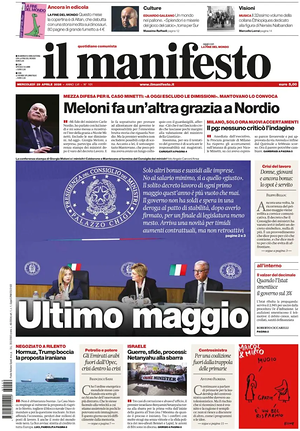 Prima pagina Il Manifesto di oggi - Quotidiano nazionale