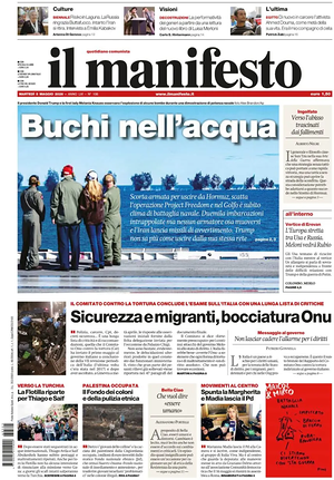 Prima pagina Il Manifesto di oggi - Quotidiano nazionale