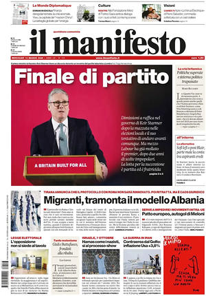 Prima pagina Il Manifesto di oggi - Quotidiano nazionale