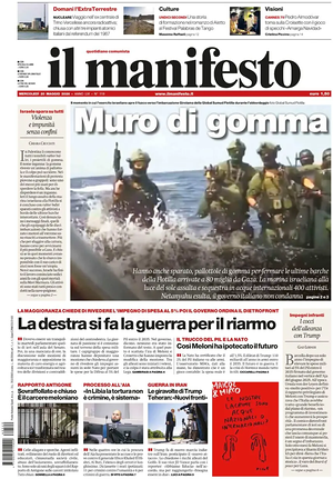 Prima pagina Il Manifesto di oggi - Quotidiano nazionale