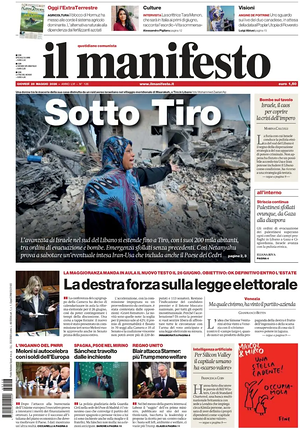 Prima pagina Il Manifesto di oggi - Quotidiano nazionale