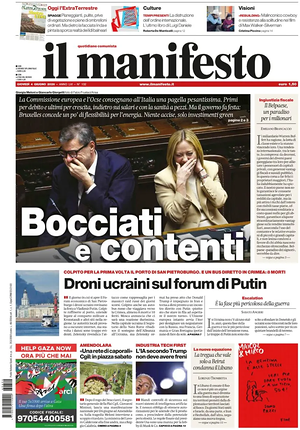 Prima pagina Il Manifesto di oggi - Quotidiano nazionale