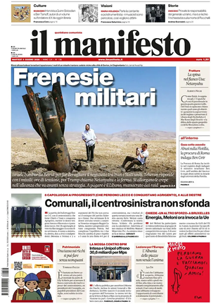 Il Manifesto prima pagina