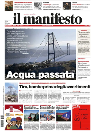 Prima pagina Il Manifesto di oggi - Quotidiano nazionale