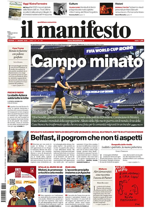 Prima pagina Il Manifesto di oggi - Quotidiano nazionale