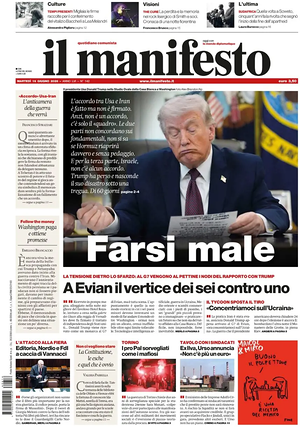 Prima pagina Il Manifesto di oggi - Quotidiano nazionale