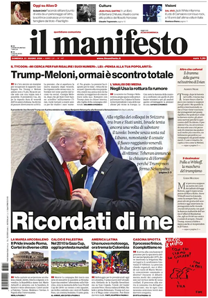 Prima pagina Il Manifesto di oggi - Quotidiano nazionale