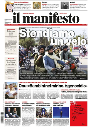 Prima pagina Il Manifesto di oggi - Quotidiano nazionale