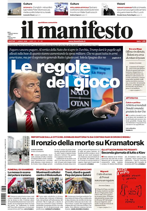 Prima pagina Il Manifesto di oggi - Quotidiano nazionale