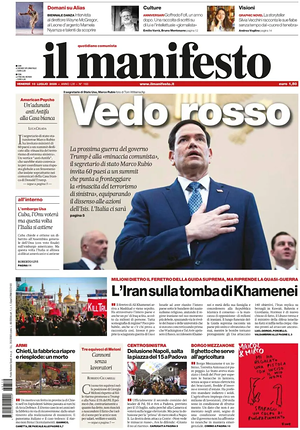 Prima pagina Il Manifesto di oggi - Quotidiano nazionale