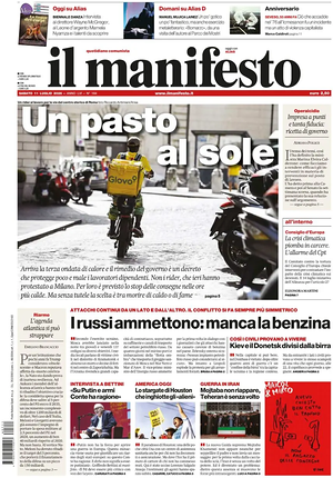 Prima pagina Il Manifesto di oggi - Quotidiano nazionale