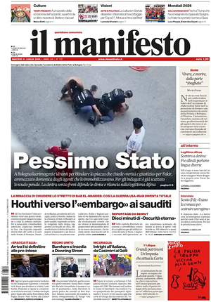 Prima pagina Il Manifesto di oggi - Quotidiano nazionale