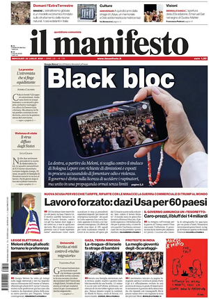 Il Manifesto prima pagina