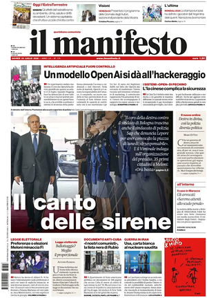 Prima pagina Il Manifesto di oggi - Quotidiano nazionale