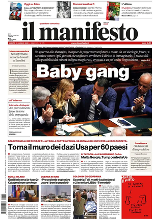 Prima pagina Il Manifesto di oggi - Quotidiano nazionale