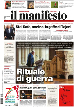 Prima pagina Il Manifesto di oggi - Quotidiano nazionale