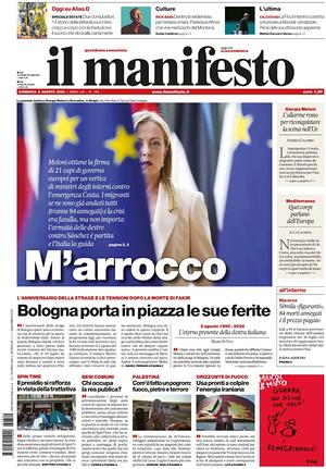 Prima pagina Il Manifesto di oggi - Quotidiano nazionale