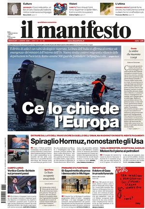 Prima pagina Il Manifesto di oggi - Quotidiano nazionale